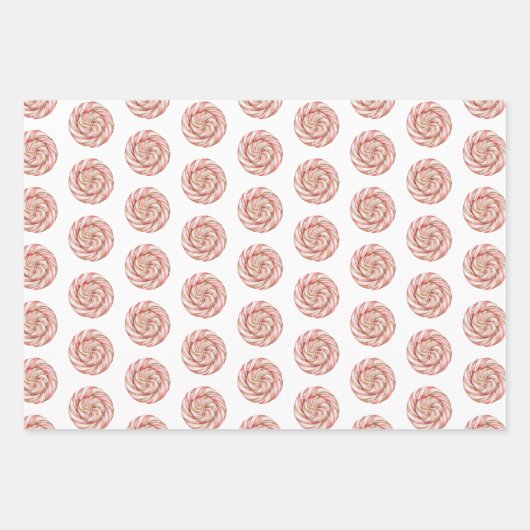 Rose Gold Weißer Pfefferminz Weihnachten Geschenkpapier Set (Vorderseite)