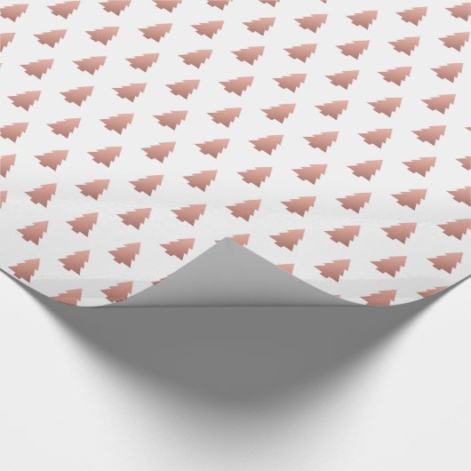 Rose Gold Weißer Weihnachtsbaum Muster Feierlich Geschenkpapier (Ecke)