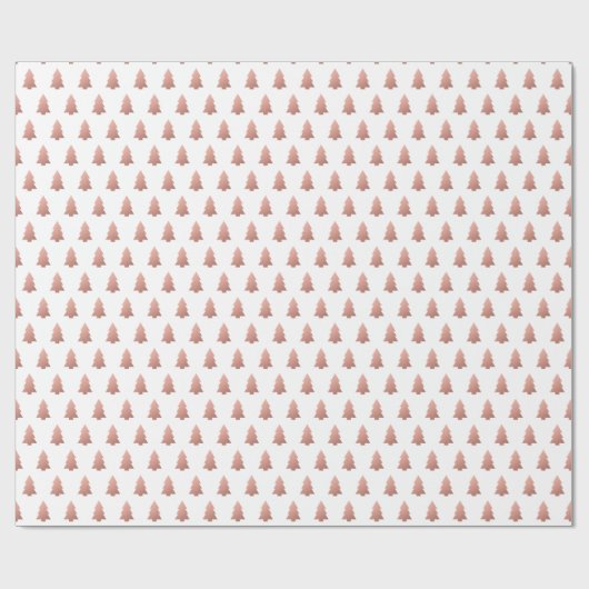 Rose Gold Weißer Weihnachtsbaum Muster Feierlich Geschenkpapier (Flach)
