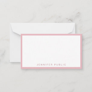 Rose Gold Weißes einfaches Template Modernes Elega Mitteilungskarte