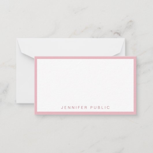 Rose Gold Weißes einfaches Template Modernes Elega Mitteilungskarte (Vorderseite)