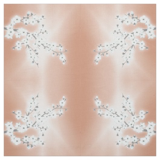 Rose Gold Weißes Kirschblütenmuster Stoff (Muster)
