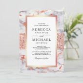 Rose Gold Weißmarmor Alles in einem QR-Code Hochze Einladung (Stehend Vorderseite)