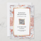 Rose Gold Weißmarmor Alles in einem QR-Code Hochze Einladung (Rückseite)