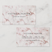 Rose Gold Weißmarmor Einfache Typografie Visitenkarte (Vorne/Hinten)