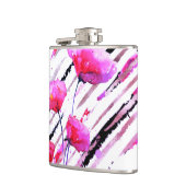 *~* Rose Gold Weißrosa Lavendel Mohnmuster Flachmann (Links)