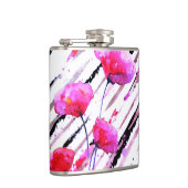 *~* Rose Gold Weißrosa Lavendel Mohnmuster Flachmann (Rechts)