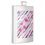 *~* Rose Gold Weißrosa Lavendel Mohnmuster Flachmann (Rechts)