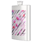 *~* Rose Gold Weißrosa Lavendel Mohnmuster Flachmann (Links)