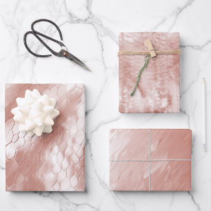 Rose Gold Weißschlange Haut Geschenkpapier Set