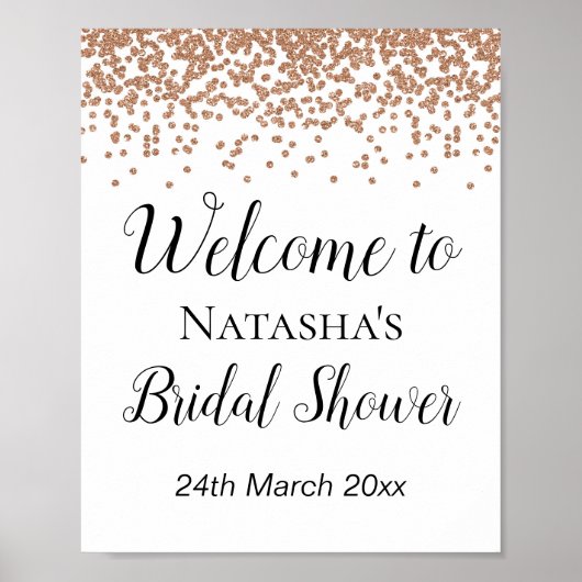 Rose Gold Welcome Sign - Bridal | Babyduschzeichen Poster (Vorne)