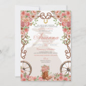 Rose Gold Western Charra Ranchera Quinceñera Einladung (Vorderseite)