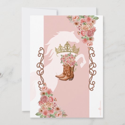 Rose Gold Western Charra Ranchera Quinceñera Einladung (Rückseite)