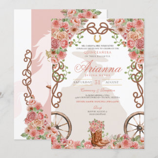 Rose Gold Western Charra Ranchera Quinceñera Einladung