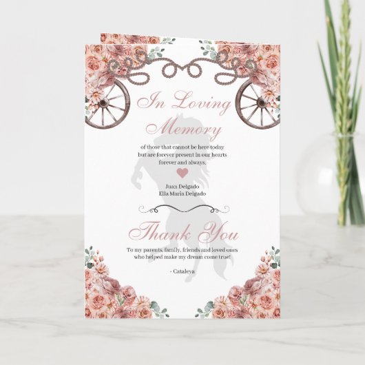 Rose Gold Western Charro Quinceñera Programm (Rückseite)