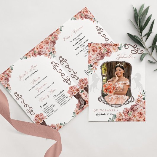 Rose Gold Western Charro Quinceñera Programm