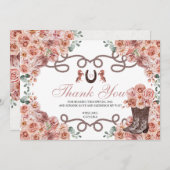 Rose Gold Western Pferde Quinceanera Danke Karte (Vorne/Hinten)