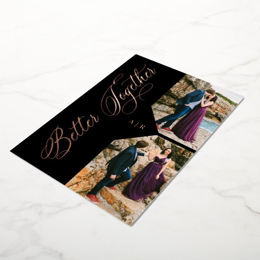 Rose Gold Whimsical Luxury Modern 2 Photos Collage Folieneinladung (Gedreht)