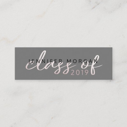 Rose Gold Whimsical Script | Abschluss Name Card Mini Visitenkarte (Vorderseite)