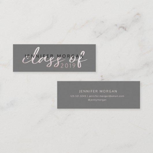 Rose Gold Whimsical Script | Abschluss Name Card Mini Visitenkarte (Vorne/Hinten)