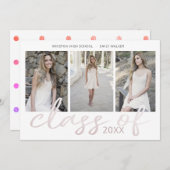 Rose Gold Whimsical Script Foto Abschluss Card Save The Date (Vorne/Hinten)