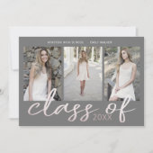 Rose Gold Whimsical Script Foto Abschluss Card Save The Date (Vorderseite)