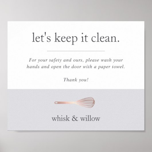 Rose Gold Whisk Bäckerei Einzelhandel Badezimmer H Poster (Vorne)