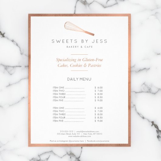 Rose Gold Whisk Bäckerei Flyer