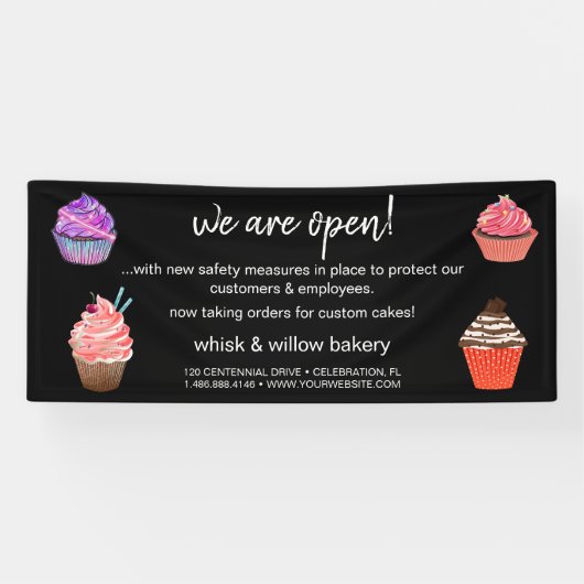 Rose Gold Whisky Bakery Business Wiedereröffnung Banner (Horizontal)