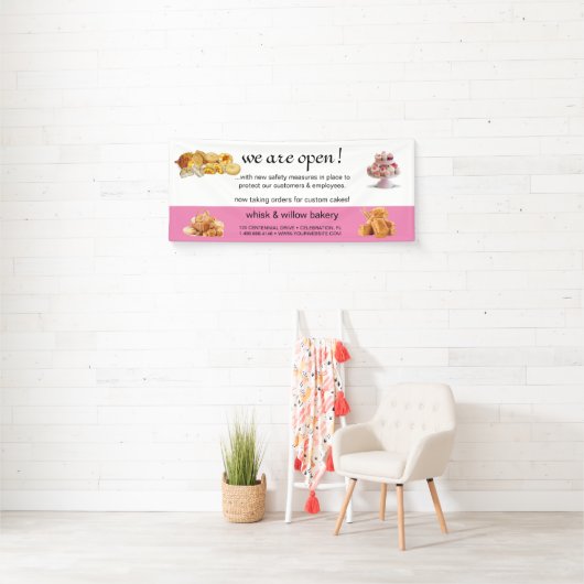 Rose Gold Whisky Bakery Business Wiedereröffnung Banner (Insitu)