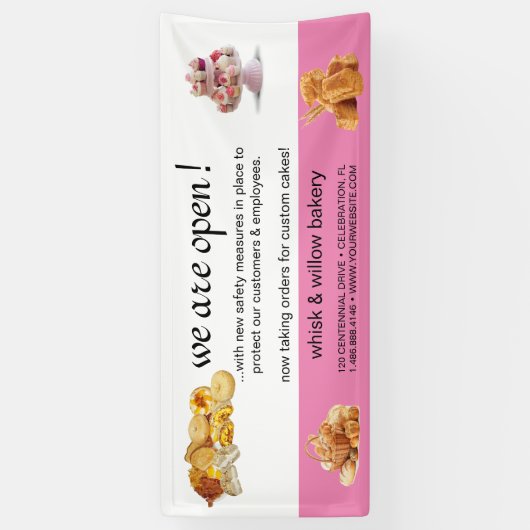 Rose Gold Whisky Bakery Business Wiedereröffnung Banner (Vertikal)