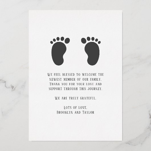 Rose Gold White 3 Foto Hallo Baby Neugeborene Folieneinladung (Rückseite)