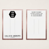 Rose Gold White Border Logoklappenkarte (Vorne & Hinten)