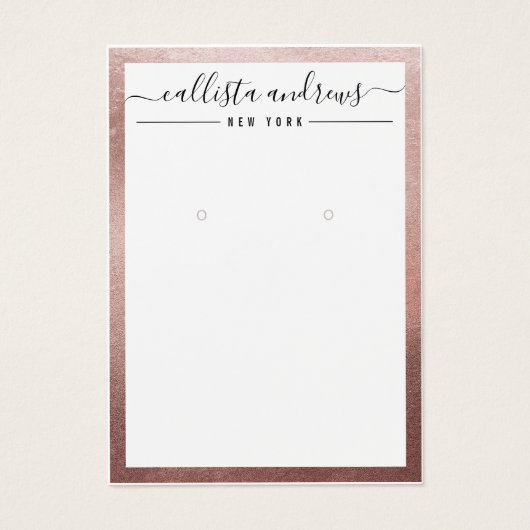 Rose Gold White Curring Display Card (Vorderseite)