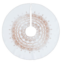 Rose Gold White Damask Mandala Polyester Weihnachtsbaumdecke