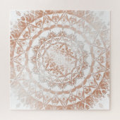 Rose Gold White Damask Mandala Puzzle (Horizontal)