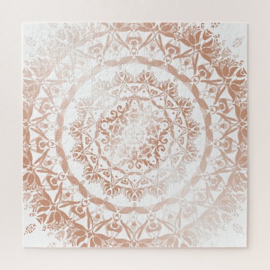 Rose Gold White Damask Mandala Puzzle (Vertikal)