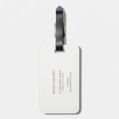 Rose Gold White Floral Mandala Monogram Gepäckanhänger (Rückseite vertikal)