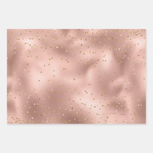 Rose Gold White Glam Glitz Streifen Geschenkpapier Set (Vorderseite)