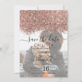 Rose Gold White Glitzer Confetti Foto Hochzeit Save The Date