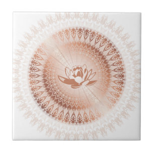 Rose Gold White Lotus Mandala Fliese