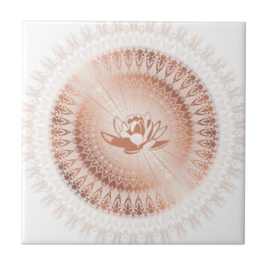 Rose Gold White Lotus Mandala Fliese (Vorderseite)