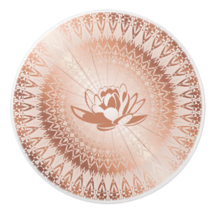 Rose Gold White Lotus Mandala Keramikknauf