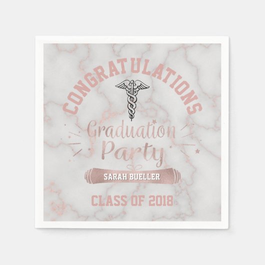 Rose Gold White Marble 2018 Nurse Graduation Party Serviette (Vorderseite)