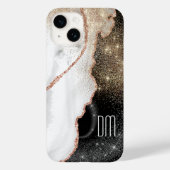 Rose Gold White Marble Glitzer Monogram Case Mate (Rückseite)