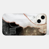 Rose Gold White Marble Glitzer Monogram Case Mate (Rückseite (Horizontal))