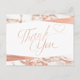 Rose Gold White Marble Script Vielen Dank Postkarte