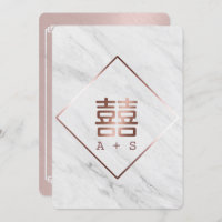 Rose Gold & White Marmor Moderne Hochzeit in China