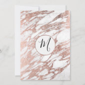 Rose Gold White Modern Marble Baby Dusche Einladung (Rückseite)