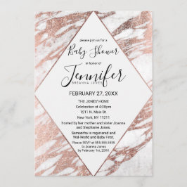Rose Gold White Modern Marble Baby Dusche Einladung